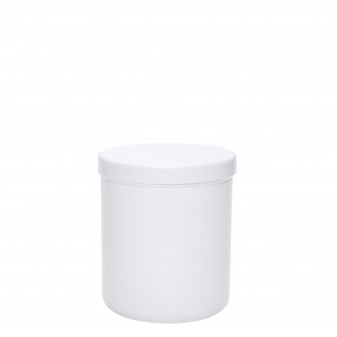Βάζο πλαστικό Λευκό Cylinder 1000ml με πώμα complete